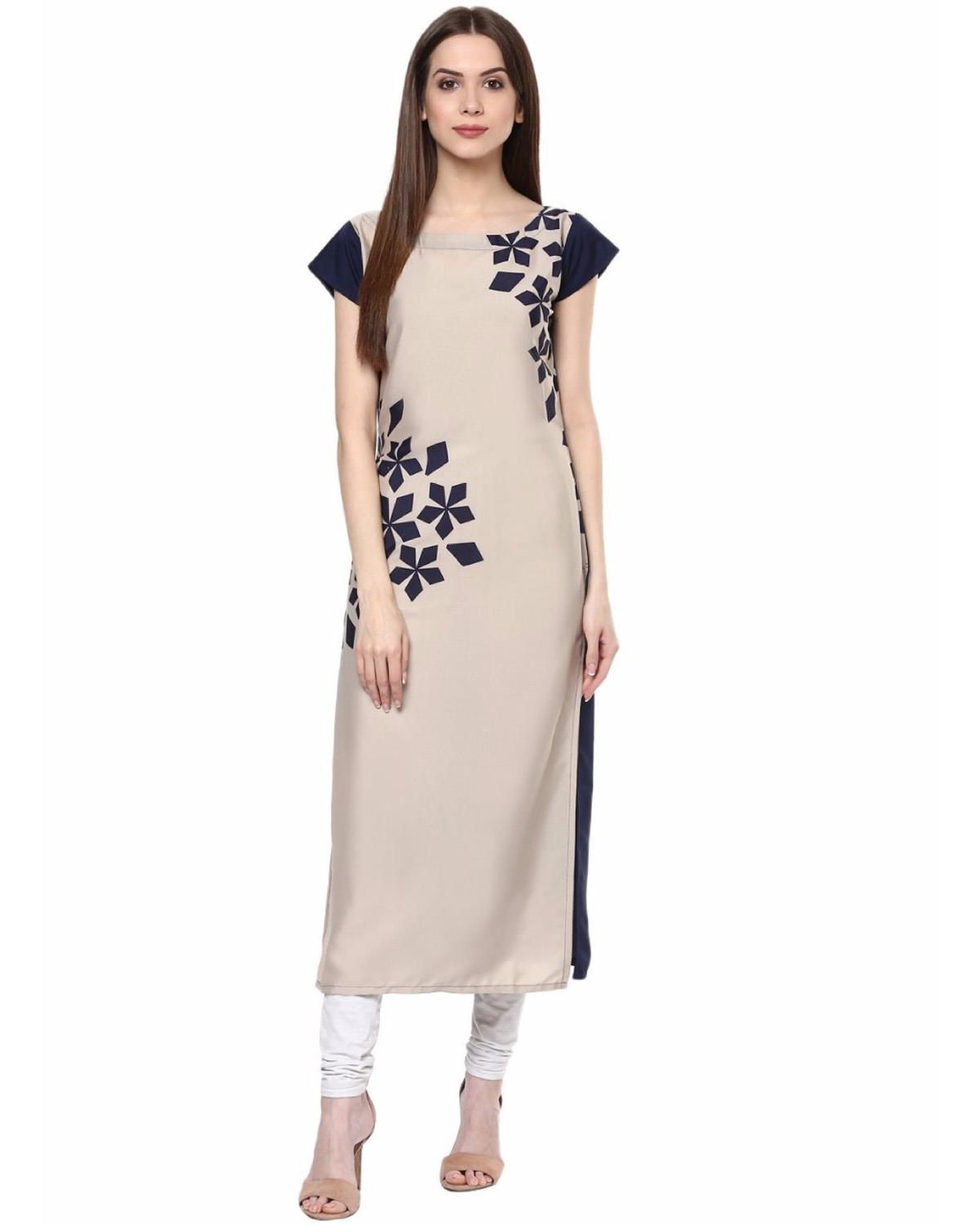 Festive and Party Printed Beige Kurti