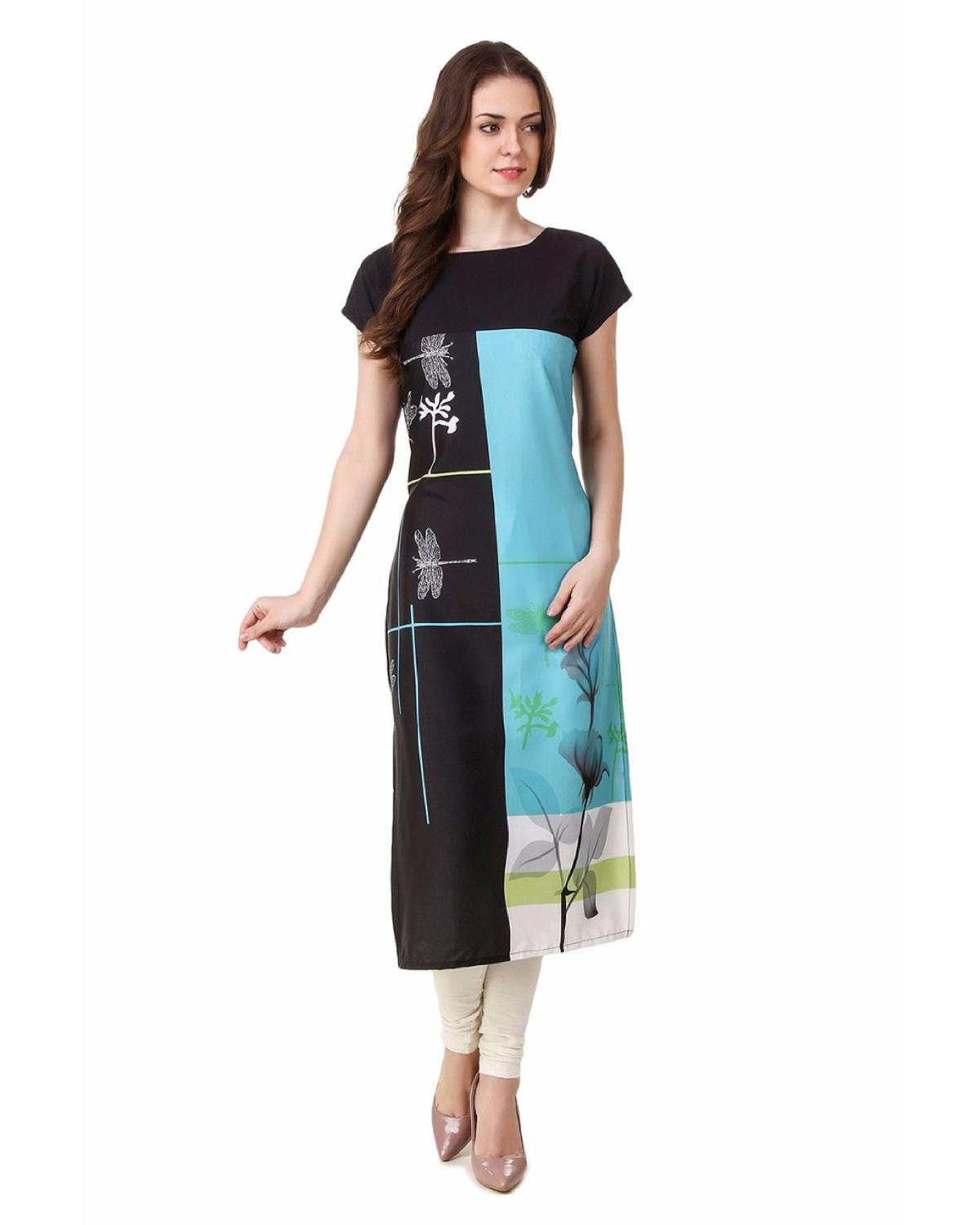 Festive and Party Printed Black Kurti