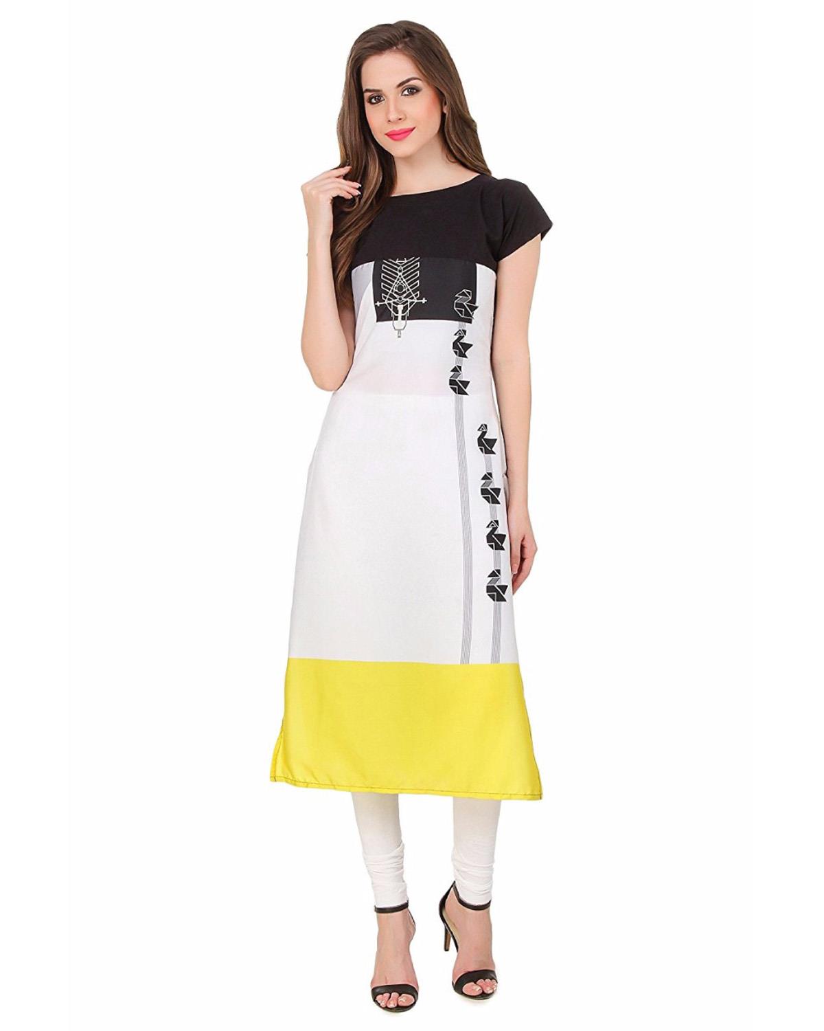 Festive and Party Printed Ghost White Kurti