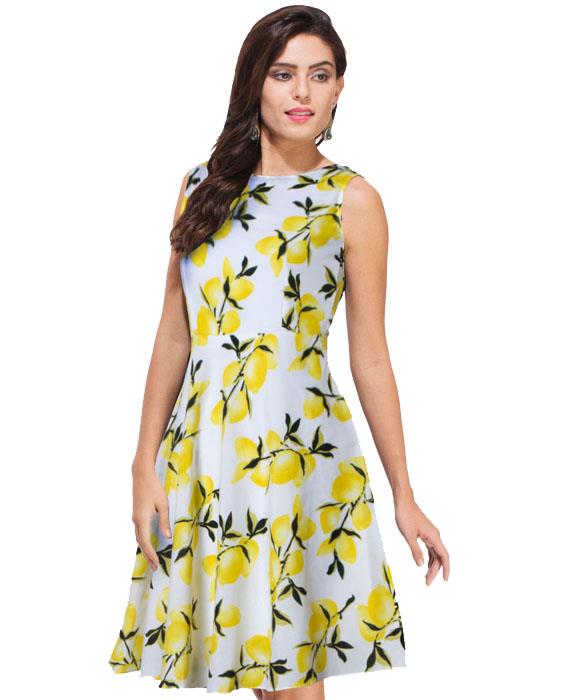 Designer Lemon Yellow Dress Zyla Fashion