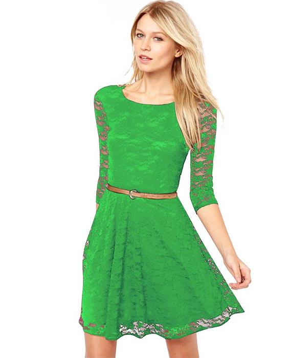 Designer Rich Green Dress Zyla Fashion