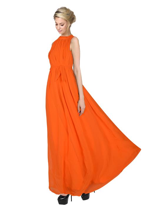 Dyna Orange Designer Gown Zyla Fashion