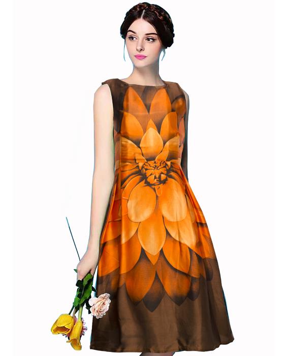 Liza Exclusive Bollywood Orange Dress Zyla