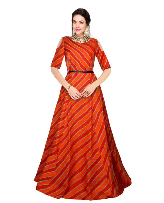 Prince Orange Designer Gown Zyla Fashion